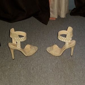 Faux snake textured heels